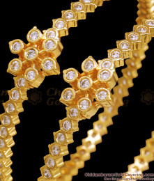 BR2148-2.4 Size Gold Impon Bangles White Stone Five Metal Jewelry Shop Online