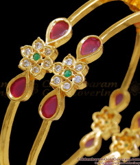 BR2149-2.8 Size Beautiful Set Of 2 CZ Ruby tone Gold Bangles Shop Online BR2149-2.8 Size Beautiful Set Of 2 CZ Ruby tone Gold Bangles Shop Online