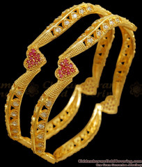 BR2150-2.4 Size Gorgeous Heart Shaped Gold Plated Bangle Stone Collections BR2150-2.4 Size Gorgeous Heart Shaped Gold Plated Bangle Stone Collections