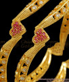 BR2150-2.6 Size Gorgeous Heart Shaped Gold Plated Bangle Stone Collections
