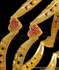BR2150-2.4 Size Gorgeous Heart Shaped Gold Plated Bangle Stone Collections BR2150-2.4 Size Gorgeous Heart Shaped Gold Plated Bangle Stone Collections