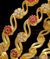 BR2151-2.6 Size Elegant Multi Stone Gold Imitation Bangles Floral Design