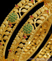 BR2152-2.4 Size Grand Emerald Stone One Gram Gold Bangles Shop Online