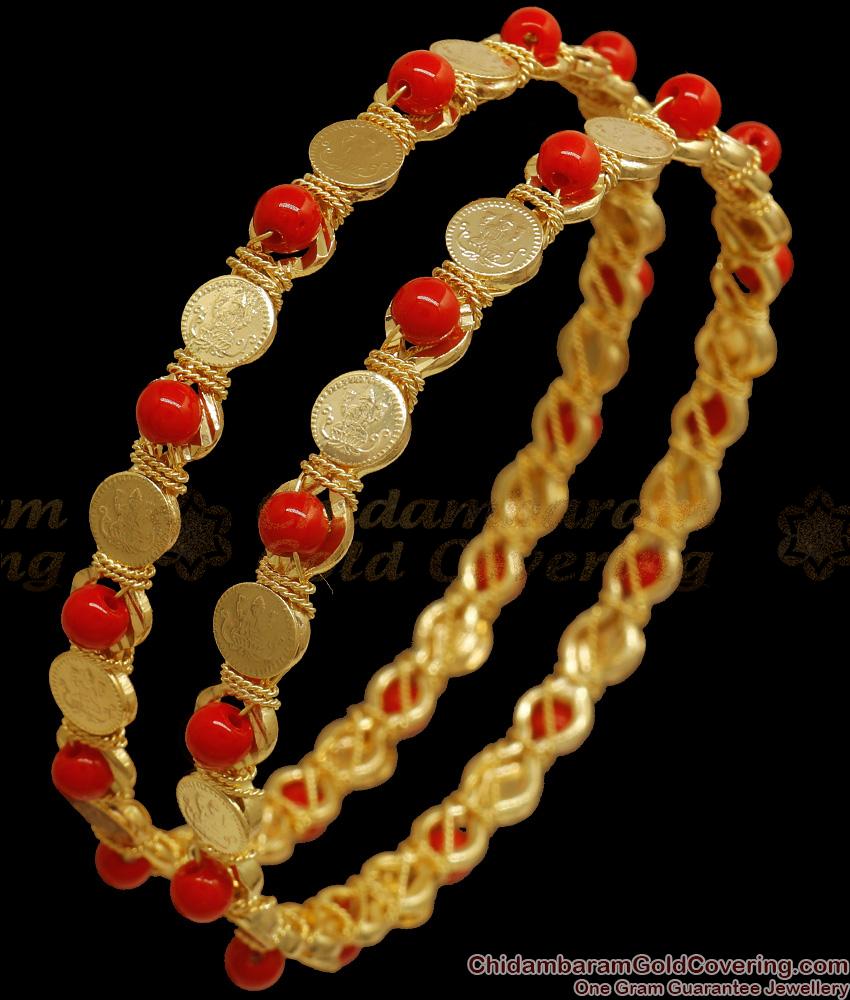 BR2167-2.10 Size Lakshmi Coin Pavalam Gold Plated Bangles Shop Online