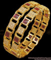 BR2217-2.8 Size Premium Ruby Kemp Stone One Gram Gold Bangles Shop Online