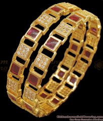 BR2217-2.4 Size Premium Ruby Kemp Stone One Gram Gold Bangles Shop Online BR2217-2.4 Size Premium Ruby Kemp Stone One Gram Gold Bangles Shop Online