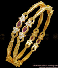 BR2220-2.4 Size Traditional One Gram Gold Bangle Kemp Stone Kerala Bridal Collections BR2220-2.4 Size Traditional One Gram Gold Bangle Kemp Stone Kerala Bridal Collections