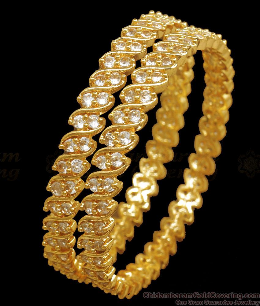 BR2221-2.6 Size Stunning White Ad Stone Gold Bangles Shop Online BR2221-2.6 Size Stunning White Ad Stone Gold Bangles Shop Online