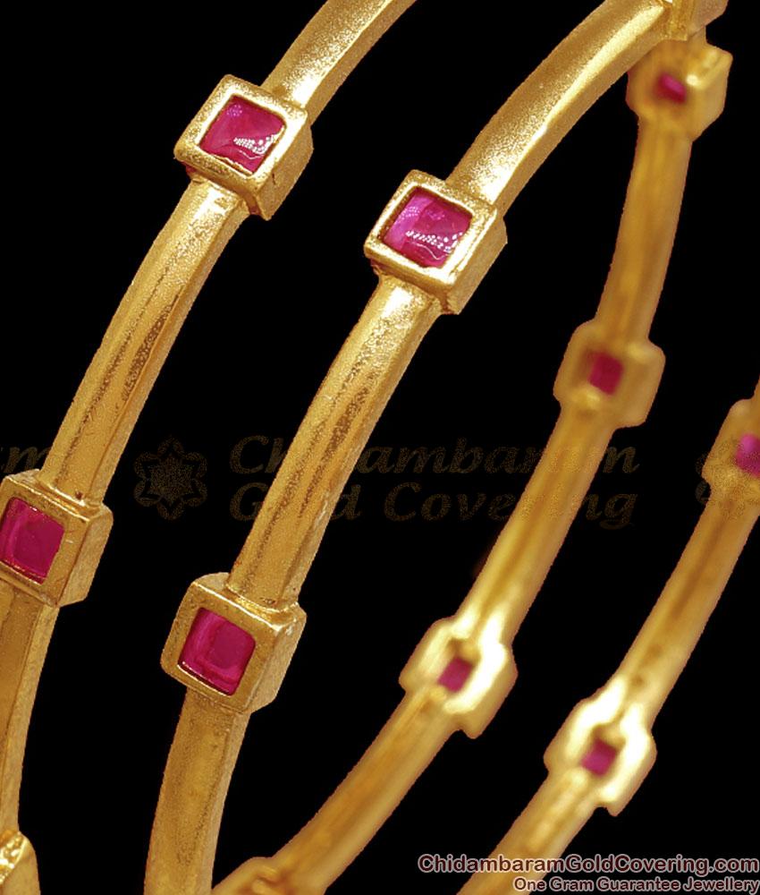 BR2260-2.8 Set Of Two Antique Gold Bangles Ruby Kemp Stone Collections