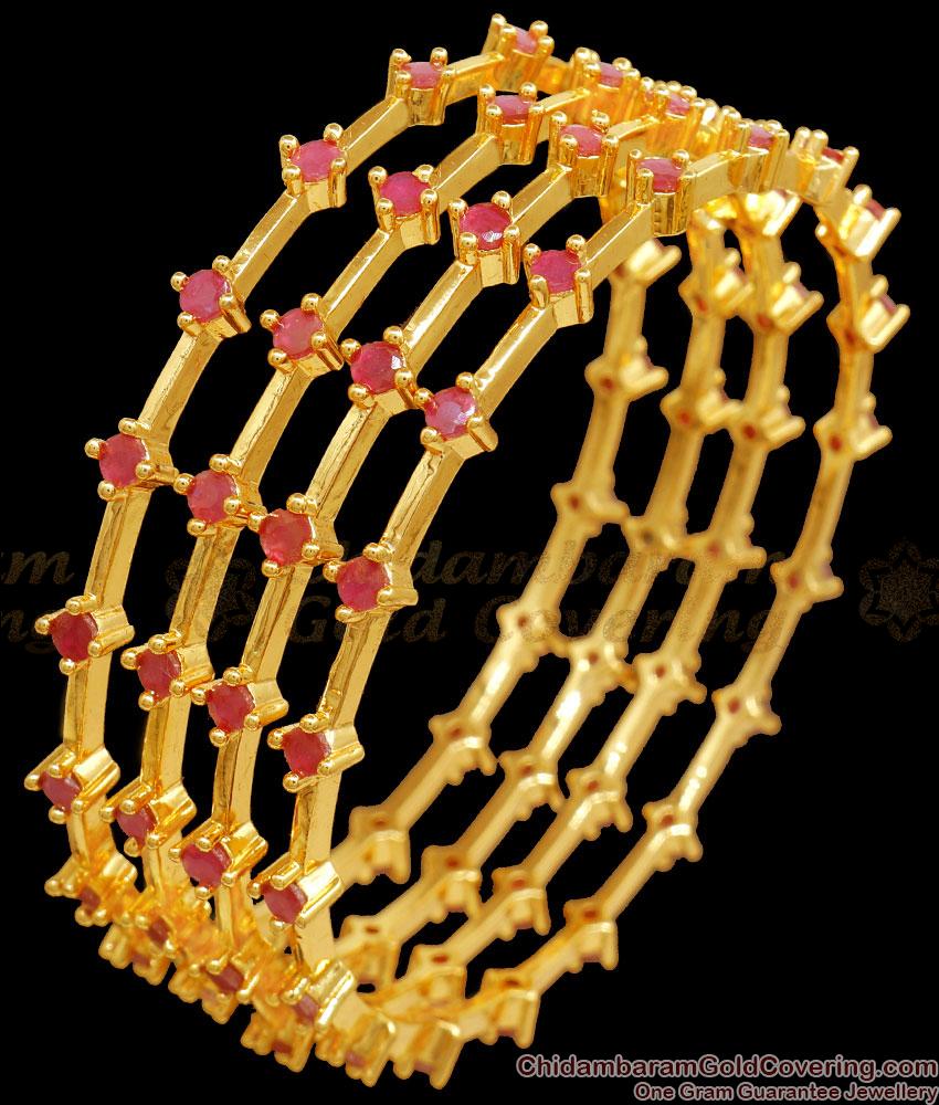 BR2262-2.6 Set of 4 Gold Bangle Ruby Studded Diamond Jewelry Collections Shop online