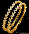 BR2263-2.6 Size Beautiful White Zircon Stone Gold Bangles Leaf Designs