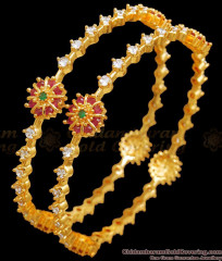 BR2264-2.6 Size Set Of 2 Gold Imitation Ad Stone Bangles Bridal Collections BR2264-2.6 Size Set Of 2 Gold Imitation Ad Stone Bangles Bridal Collections