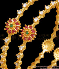 BR2264-2.6 Size Set Of 2 Gold Imitation Ad Stone Bangles Bridal Collections BR2264-2.6 Size Set Of 2 Gold Imitation Ad Stone Bangles Bridal Collections