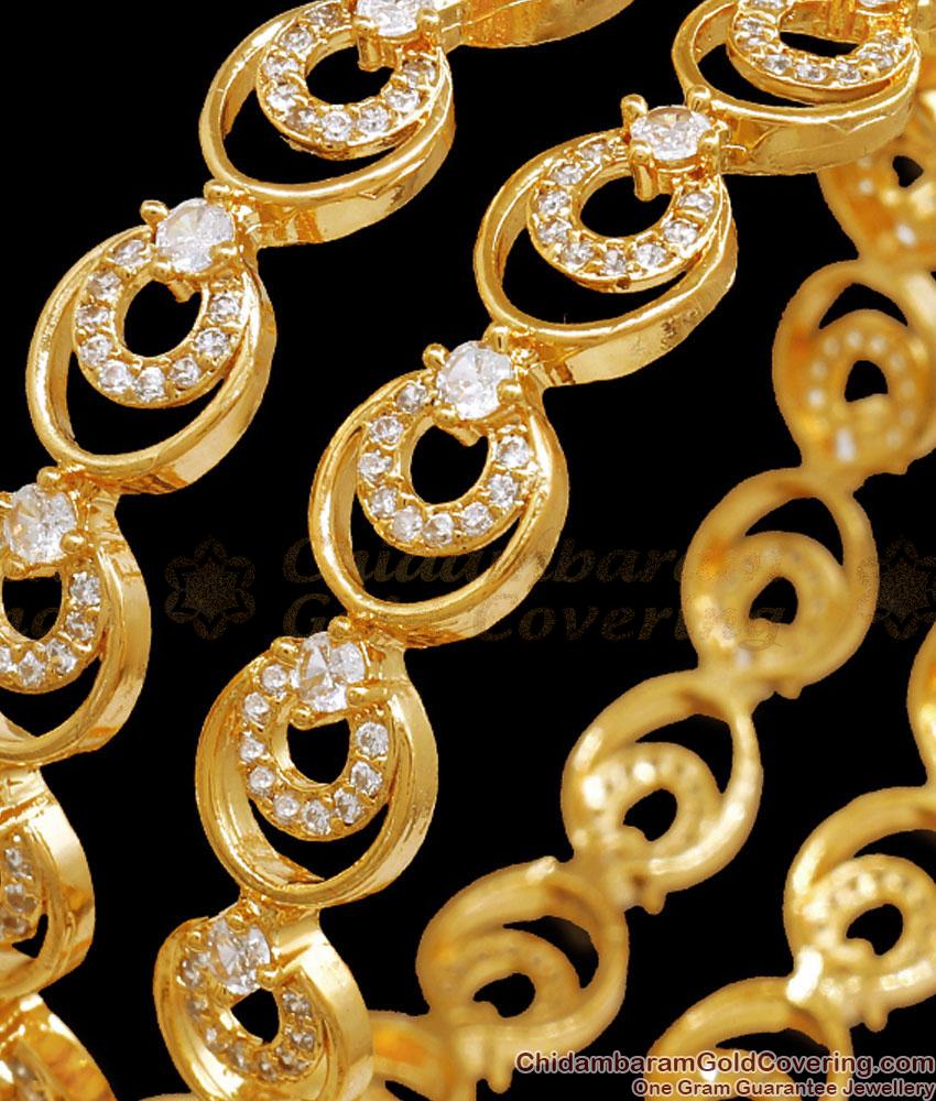 BR2266-2.6 Size American Diamond Gold Bangles Party Wear Artificial Jewelry