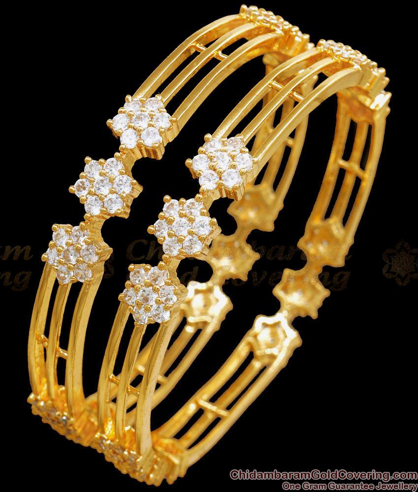 BR2267-2.4 Size Sparkling Full White Stone Bangle Collections CZ Jewelry
