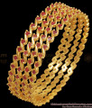 BR2296-2.8 Size Set of Four Gold Plated Bangles Ruby Stone Collections