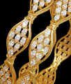 BR2300-2.10 Grand Gold Full White AD Stone Bangles Bridal Designs