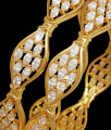 BR2300-2.6 Grand Gold Full White AD Stone Bangles Bridal Designs