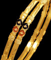 BR2303-2.8 Size Latest Two Gram Gold Bangles Meenakari Bridal Designs