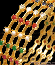 BR2325-2.8 Size Set Of Four Gold Navaratna Bangles Collections BR2325-2.8 Size Set Of Four Gold Navaratna Bangles Collections