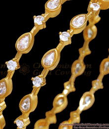 BR2331-2.6 Gold Like White Stone Bangles Droplet Designs