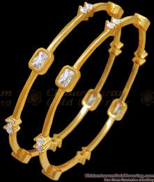 BR2332-2.8 Elegant 1 Gram Gold Bangles With White Stone