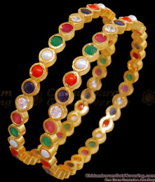 BR2335-2.4 Beautiful Navartna Bangles Artificial Gold Designs