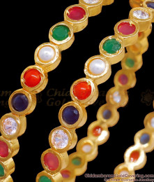 BR2335-2.8 Beautiful Navartna Bangles Artificial Gold Designs