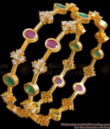 BR2340-2.8 New One Gram Gold Bangles Multi Stone Design