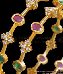 BR2340-2.8 New One Gram Gold Bangles Multi Stone Design