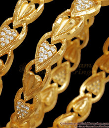 BR2348-2.4 Heart Shaped White Stone Bangle Forming Bridal Jewelry