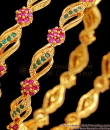 BR2356-2.8 Size Latest Ruby Green Stone Imitation Bangles Online Shopping