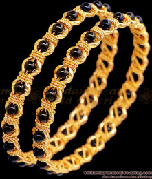 BR2373-2.6 Size Black Stone Threaded Design Karimani Bangle Shop Online