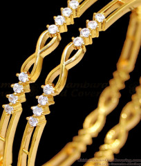 BR2379-2.10 Set Of Two Sparkling Diamond Gold Plated Bangle Infinity Designs BR2379-2.10 Set Of Two Sparkling Diamond Gold Plated Bangle Infinity Designs