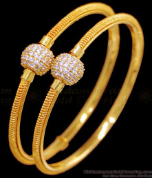 BR2381-2.4 Size Ad Stone Ball Design Gold Bangle 1 Gram Gold Jewellery