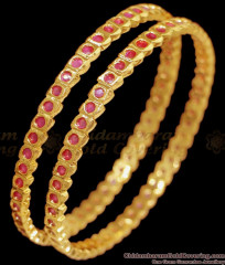 BR2391-2.4 Size Women Daily Wear Impon Thin Bangle Ruby Stone Design BR2391-2.4 Size Women Daily Wear Impon Thin Bangle Ruby Stone Design