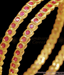 BR2391-2.4 Size Women Daily Wear Impon Thin Bangle Ruby Stone Design BR2391-2.4 Size Women Daily Wear Impon Thin Bangle Ruby Stone Design