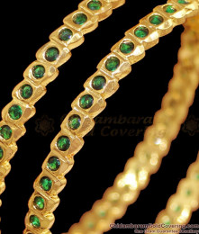 BR2392-2.10 Size Traditional Emerald Stone Impon Bangle Gold Design For Women