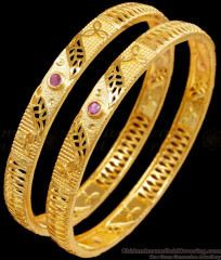 BR2423-2.8 Size Vintage Look Gold Imitation Bangle Ruby Stone Design BR2423-2.8 Size Vintage Look Gold Imitation Bangle Ruby Stone Design