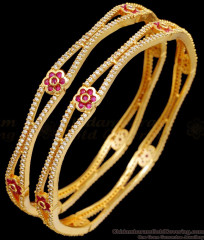 BR2428-2.6 Size Artificial Diamond Gold Neli Bangle Floral Design Online BR2428-2.6 Size Artificial Diamond Gold Neli Bangle Floral Design Online