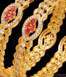 BR2429-2.10 Size Glittering Stone Bangle Bridal Gold Imitation Jewellery