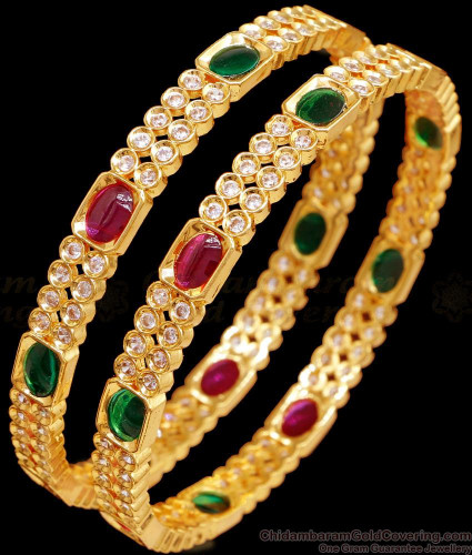 BR2430 2.10 Size Set Of 2 Premium Quality Kemp Stone Gold Bangles Shop Online