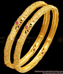 BR2445-2.4 Size Handcrafted Unique Forming Gold Bangle With Ruby Stone BR2445-2.4 Size Handcrafted Unique Forming Gold Bangle With Ruby Stone