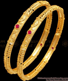 BR2446-2.4 Size Traditional Gold Bangle Designs For Women With Stone