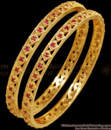 BR2448-2.8 Size Buy Ruby Bangle Set Gold Plated Stone Bangles