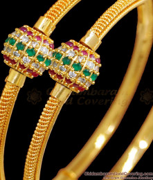 BR2515-2.10 Size Multi Stone Ball Type Gold Plated Bangle Party Wear Collection