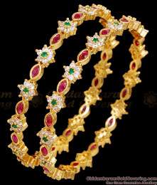 BR2520-2.10 Size Kemp Stone Gold Plated Bangle Design For Wedding