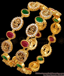BR2521-2.4 Set Of 2 Traditional Antique Finish Gold Bangle Lakshmi Design