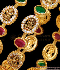 BR2521-2.6 Set Of 2 Traditional Antique Finish Gold Bangle Lakshmi Design BR2521-2.6 Set Of 2 Traditional Antique Finish Gold Bangle Lakshmi Design