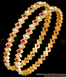 BR2524-2.10 Size Elegant Pure Gold Tone Bangle Pearl Jewelry